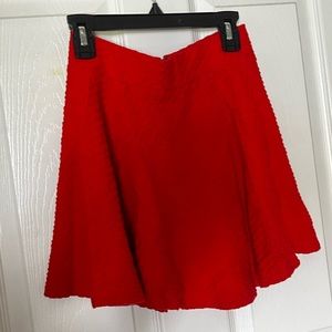 high waisted red mini skirt